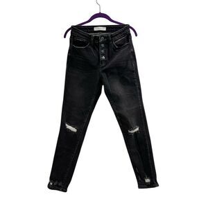Kancan Women's Black Distressed Ankle Skinny Jeans Size 27 Mid Rise